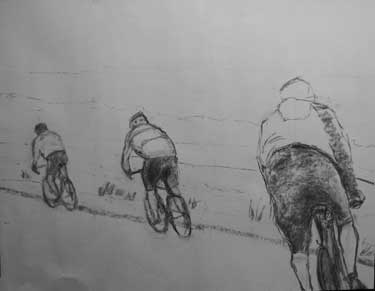 Bicyclists - charcoal sketch