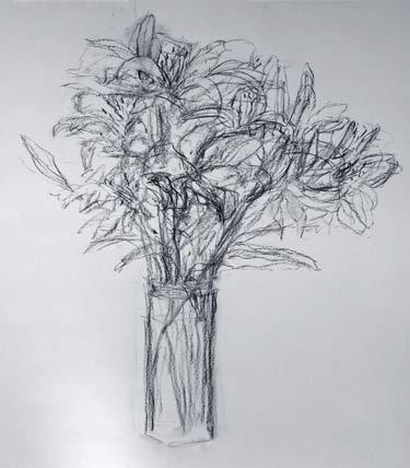 Charcoal drawing - lilies
