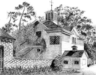 Pencil drawing of Luther Burbank House