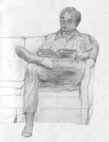 Sketch of Jon reading