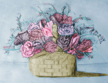 Basket of flowers - colorized in Photoshop